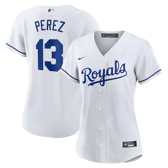 womens nike salvador perez white kansas city royals home re